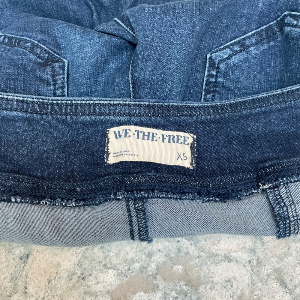 FREE PEOPLE Womens Pull On Denim Jeans Split Flare Leg High Rise XSâ Blue